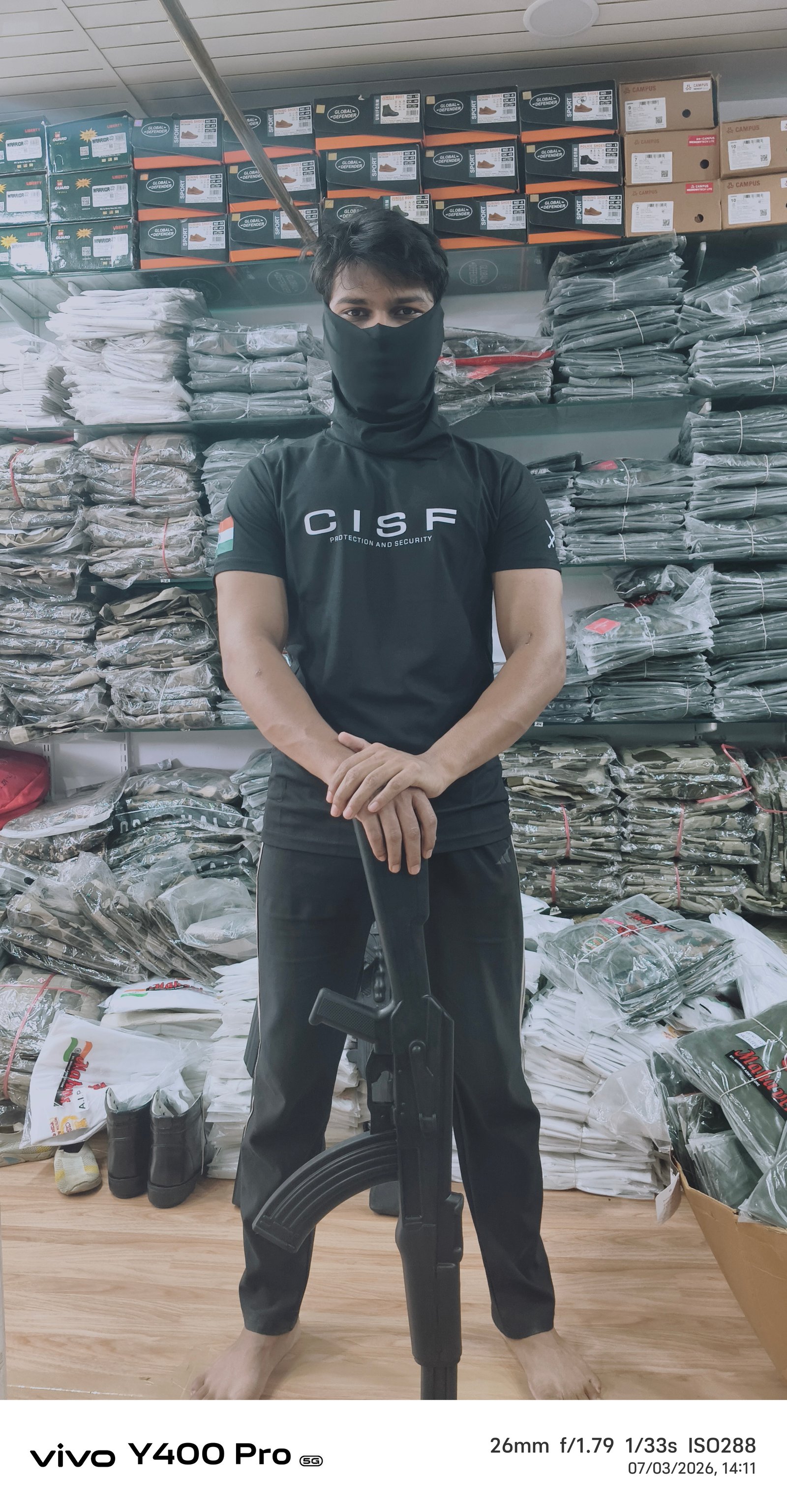 CISF BLACK TROUND NECK T SHIRT 